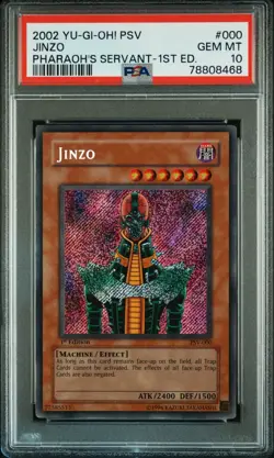 Yugioh PSA 10 Jinzo Pharaoh's Servant 2002 1st Edition PSV-000 Secret Pop 103! - Image 1