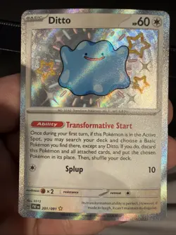 Pokemon TCG Ditto 201/091 Paldean Fates Shiny Ultra Rare Holo Card LP - Image 1