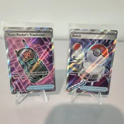 2 Card Trainer Lot Pokemon TCG Full Art Team Rocket's Transceiver + Switch NM - Image 1
