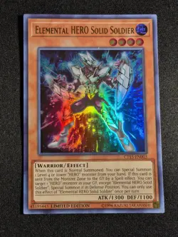 Yugioh Elemental HERO Solid Soldier CT15-EN003 Limited Edition Ultra Rare LP - Image 1