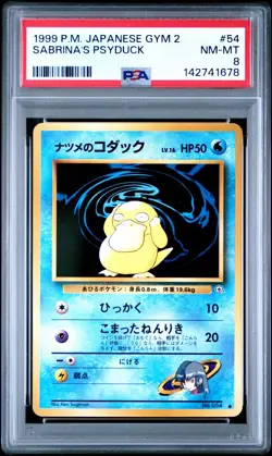 Sabrina’s Psyduck 1999 Pokemon Japanese #54 Gym 2 PSA 8 NM-MT - Image 1