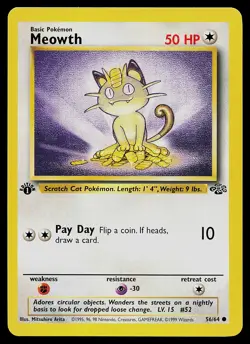 Pokemon Card - Meowth Jungle 56/64 Common 1st Edition - Image 1