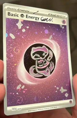 Hand Drawn Pokemon Bubble Mew cosmic holo Energy Card Original Art 1/1 custom - Image 1