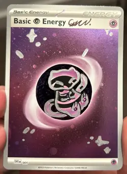 Hand Drawn Pokemon Bubble Mew cosmic holo Energy Card Original Art 1/1 custom - Image 2