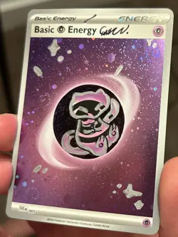 Hand Drawn Pokemon Bubble Mew cosmic holo Energy Card Original Art 1/1 custom - Image 4