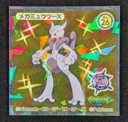Mega Mewtwo X 2014 Japanese Lotte Wafer Holo Sticker Card #26 (NM) - Image 1