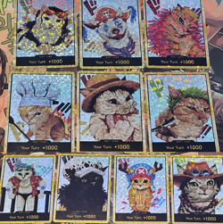 One Piece TCG CUSTOM Cat MEME DON !! 10 Collectible Anime Cards - Image 1