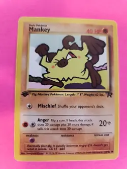 Mankey 1st Edition Team Rocket Pokemon Card WOTC NM - Image 1