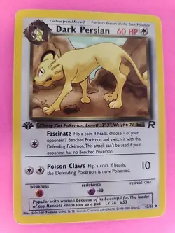 Dark Persian 1st Edition Team Rocket Pokemon Card WOTC - Image 1