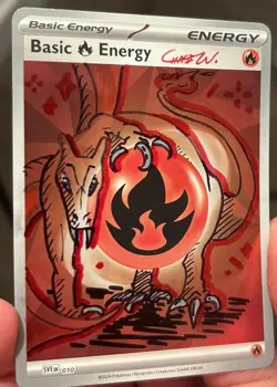 Hand Drawn Pokemon Charizard holo energy Card Original Art 1/1 custom - Image 1
