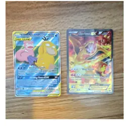 Slowpoke & Psyduck GX 218/214 Full Art Holo + Charizard EX 2-Card Lot - Image 1