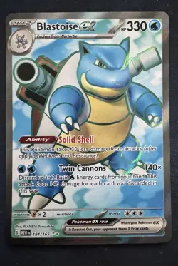 Pokemon TCG Blastoise EX Holo Ultra Rare Card Scarlet VIOLET-151, 184/165 - Image 1