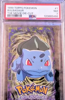 Bulbasaur Topps Die Cut Pokemon Card #1 Movie PSA 7 NM Graded 1999 Vintage RARE! - Image 2