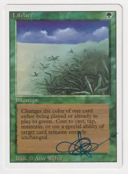 Blue Signed Lifelace LP Revised Edition Artist Amy Weber 1994 MTG Magic Rare EDH - Image 1