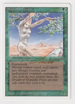 Gold Signed Shanodin Dryads LP Revised Artist Anson Maddocks 1994 WOTC MTG Magic - Image 1