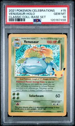 2021 POKEMON CELEBRATIONS CLASSIC COLL #15 VENUSAUR-HOLO PSA 10 - Image 1