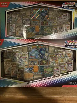Pokemon Prismatic Evolutions Lucario EX and Tyranitar EX Premium Collection 2x - Image 1