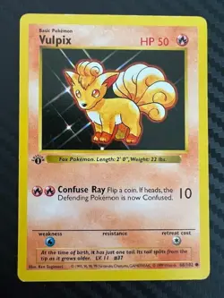 Pokemon TCG Vulpix Base Set 68/102 Shadowless 1st Edition MP/HP - Image 1