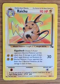 Riachu Non Holo Fossil Pokemon Card 14/62 Unlimited TCG NM - Image 1