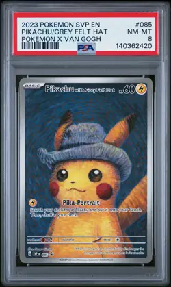 PSA 8 Pikachu with Grey Felt Hat SVP PROMO 085 NM - MT Graded Pokemon Card - Image 1