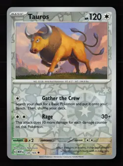 Tauros 128/165 Reverse Holo Pokemon TCG SV: Scarlet & Violet 151 NM - Image 1