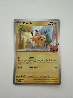 Pikachu 062/193 Holo SV: Paldea Evolved Rare Stamped Trick or Trade Pokemon - Image 1