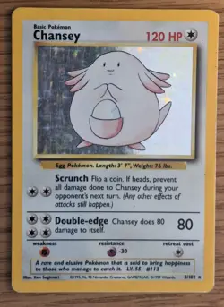 Chansey 3/102 Holo Base Set Pokemon Card LP Condition - Image 1