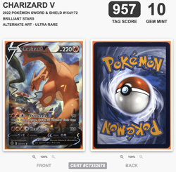 Charizard V #154 TAG 10 • 957 Score • Pokemon Brilliant Stars Alt Art - Image 3