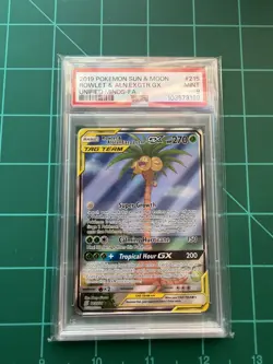Pokemon Rowlet & Alolan Exeggutor GX 215/236 Unified Minds Holo PSA 9 - Image 1