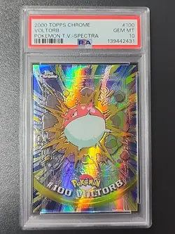 2000 TOPPS CHROME POKEMON T.V. SPECTRA #100 VOLTORB PSA 10 GEM MINT LOW POP LOOK - Image 1