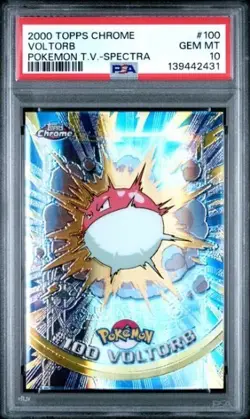 2000 TOPPS CHROME POKEMON T.V. SPECTRA #100 VOLTORB PSA 10 GEM MINT LOW POP LOOK - Image 2