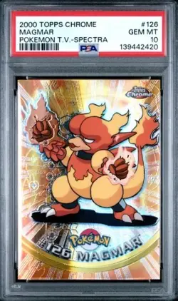 2000 TOPPS CHROME POKEMON T.V. SPECTRA #126 MAGMAR PSA 10 GEM MINT POP OF 13 - Image 1