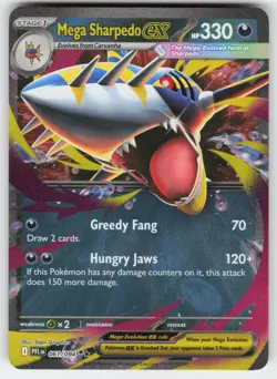 Mega Sharpedo ex 061/094 Double Rare Phantasmal Flames Pokemon Near Mint - Image 1