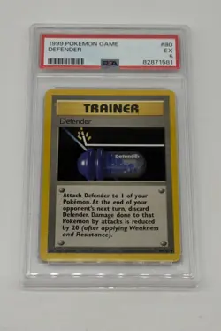 1999 POKEMON BASE SET UNLIMITED #80 DEFENDER EX PSA 5 - Image 1
