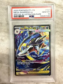 2025 POKEMON PHANTASMAL FLAMES SPECIAL ILLUSTRATION RARE MEGA SHARPEDO EX PSA 10 - Image 1