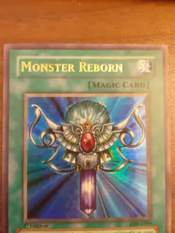 Yu-Gi-Oh Monster reborn LOB-E096 ULTRA RARE 1ST Edition MP European English - Image 2