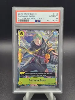 2025 One Piece Illustration Box Vol .3 Roronoa Zoro Promo PSA 10 - Image 1