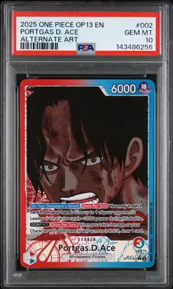 2025 One Piece Portgas D. Ace Leader Alt Art #OP13-002 PSA 10 GEM MINT English - Image 1