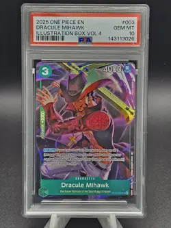 2025 One Piece Illustration Box Vol .3 Dracule Mihawk Promo PSA 10 - Image 1