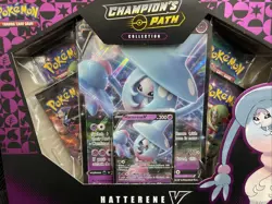 POKEMON TCG Champion's Path Hatterene V Box Booster Packs + Foil Promo Card.. - Image 2