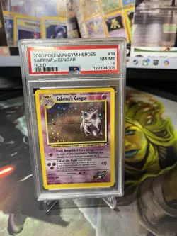 Sabrina's Gengar 14/132 Holo Rare Pokemon 2000 Gym Heroes PSA 8 NM-MT SWIRL - Image 1