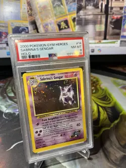 Sabrina's Gengar 14/132 Holo Rare Pokemon 2000 Gym Heroes PSA 8 NM-MT SWIRL - Image 2
