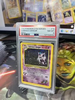 Sabrina's Gengar 14/132 Holo Rare Pokemon 2000 Gym Heroes PSA 8 NM-MT SWIRL - Image 3