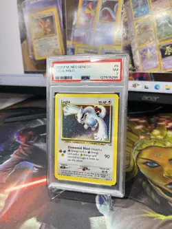 Pokemon Lugia Neo Genesis Unlimited Holo Rare #9 PSA 7 SWIRL - Image 4