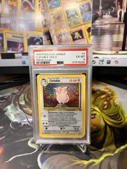 1999 Pokemon Jungle CLEFABLE HOLO RARE PRERELEASE STAMP SP #1/64 PSA 6 - Image 1