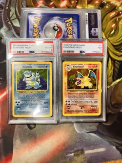 PSA 7 Charizard #4 PSA 6 Blastoise #2 1999 Pokemon Base Set Umlimited - Image 1
