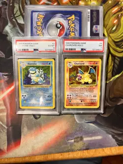 PSA 7 Charizard #4 PSA 6 Blastoise #2 1999 Pokemon Base Set Umlimited - Image 2