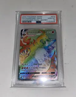 Charizard VMax 074/073 Pokemon PSA 10 GEM MT Champion's Path Rainbow Secret Rare - Image 1