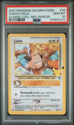 2021 POKEMON CELEBRATIONS CLASSIC COLLECTION #20 CLEFFA-HOLO PSA 10 - Image 1
