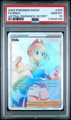 2022 POKEMON SWORD & SHIELD ASTRAL RADIANCE #204 FA/IRIDA PSA 10 - Image 1